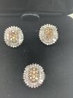 SALE - 14K White Gold Diamond Earrings And Ring - 13grams Total Weight
