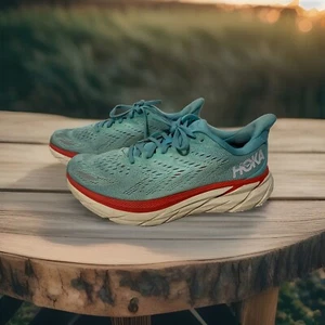 Hoka One One Clifton 8 Teal  1119394 Athletic Running Shoes Sneakers Size 9B - Picture 1 of 10