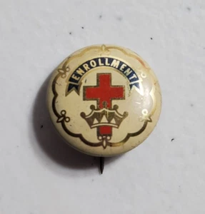 Vintage 1940's Cross And Crown Pinback Button - Picture 1 of 2