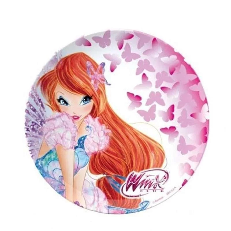 Piatto Piano Winx Rainbow in Plastica Rigida Diametro 22,5 cm Stoviglia Bamabina - Immagine 1 di 1