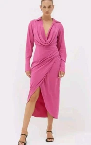 Sovere Midi Shirt Dress. Magenta. Size 8. New With Tags - Foto 1 di 12
