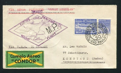 Zeppelin 1930 LZ 127 Sieger 59C Sudamérica Vuelo Brasil Correo SaoPaulo-Alemán Foto 1 de 2