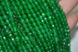 Wholesale 10 Strands 4mm Faceted Green Jade Round Gems Loose Beads 15" AAA - Picture 1 of 12