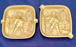 BONITO PAR DE CENICEROS CUADRADOS ALEMANES BRONCE DE COLECCIÓN 4,4" BARMAN BARMAN c1960 en muy buena condición - Imagen 1 de 5