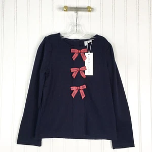 NWT Janie And Jack Blue Long Sleeve Holiday Christmas Girls 5 Bow Front - Picture 1 of 5