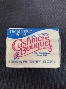 Vtg Cashmere Bouquet Classic Fragrance Beauty Bar Soap 3 Bars Total 4.25 oz each - Picture 1 of 6