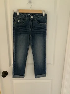 Guess Kids Girls Cuffed Ankle Blue Denim Jeans Size 7 - Picture 1 of 2