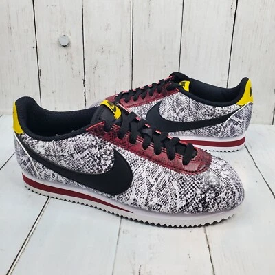 Womens Nike Classic Cortez Size 9.5 Leather Snakeskin Black White Red CT1557-100 - Image 1 of 4
