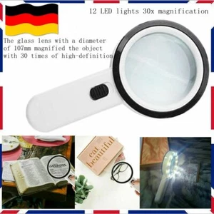 30X Handlupe mit 3 LED Licht Leselupe Vergrößerungsglas Juwelierlupe Handlupe DE - Bild 1 von 6