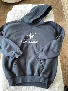 “ I Am Soccer” Kids Sz. L Black Pullover Hoodie. Cute, Great Quality - Picture 1 of 9