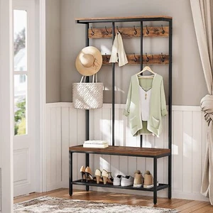 HOOBRO Garderobenständer Große Garderobe mit 12 Haken mit 3 Aufbewahrung - Bild 1 von 12