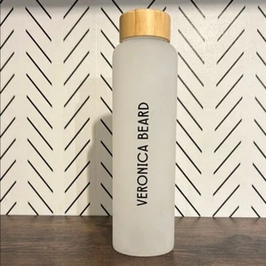 Botella de agua de vidrio esmerilado para barba Verónica tapa de bambú 20 oz reutilizable ecológica - Imagen 1 de 7