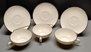 3 Sets VTG Franciscan Tea Cup & Saucer China Ivory w/Platinum Rim Total 6 pieces - Picture 1 of 13