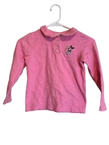 Vtg Mickey & Co Pink Mickey Embroidered textured Long Sleeve Shirt Girls L 6X - Picture 1 of 7