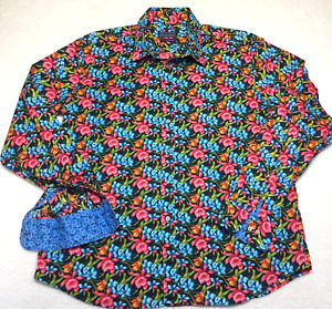 David Smith Men's Shirt Size 4XL Multicolured Floral Design Cotton Long Sleeve