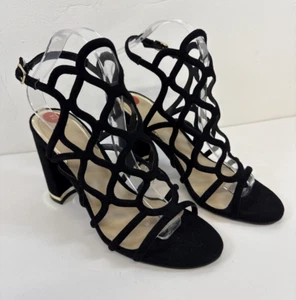 Sandali Guess neri finta pelle scamosciata ritagliati tacco a blocco UK 5,5 - Foto 1 di 14