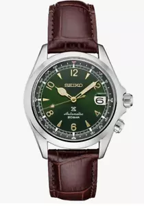 Men's Seiko Prospex Green Dial Brown Leather Band 39.5mm Watch SPB121 - Picture 1 of 2