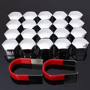 20 PIEZAS Tornillos Cromados para Rueda de Coche Tapa Tornillos Tuercas de Perno Cabezas Cubiertas con Clip Kit Accesorios - Imagen 1 de 8
