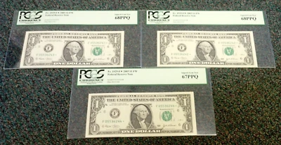 (3) 2003 $1 STAR FRN SEQUENTIAL # 242, 243, & 244 PCGS 68,68,67 PPQ (2935) - Image 1 of 2