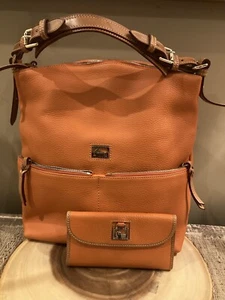 Dooney & Bourke Dillen Lg Pebble Zipper Pocket Shoulder Bag & Wallet Set Orange - Picture 1 of 20