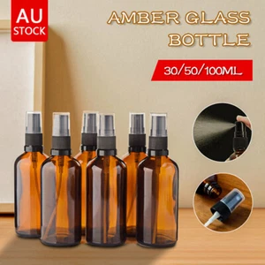 30-100ml Amber Glass Essential Oil Spray Roller Bottles Mist Sprayer Containers - Picture 1 of 21