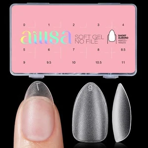 450PCS Short Almond Pre-Buff Gel Nail Tips for Extensions 15 Sizes - Picture 1 of 8
