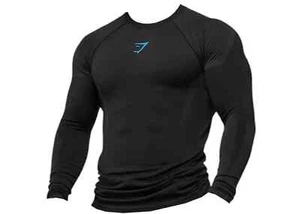 Gymshark ONYX 5.0 Seamless LONG SLEEVE T-SHIRT Size M BLUE / Grey - Picture 1 of 4