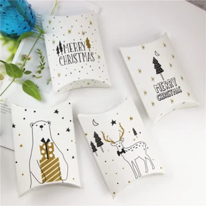 5-50X New Christmas Pillow Party Paper Favour Candy Sweets Gift Boxes 4 Designs - Picture 1 of 17