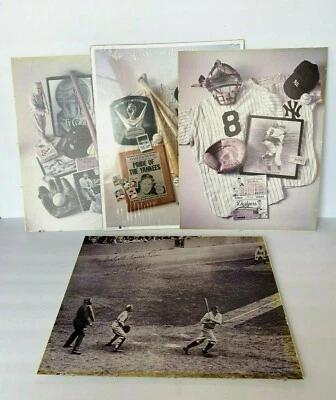 New York Yankees Baseball Prints Sepia Tone Ty Cobb Babe Ruth Sports Art Lot 4x - Image 1 of 4