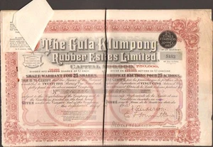 Titel 25 Aktien: THE GULA-KALUMPONG Ruber Estates Lt (INDONESIEN) (T) - Bild 1 von 1