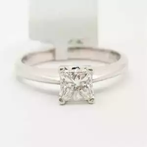 18ct White Gold 0.45ct Princess Solitaire Diamond Ring Val $3950 Size H1/2 #9... - Picture 1 of 9