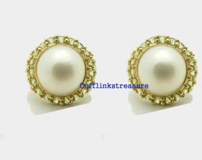 Natürlich Peridot & Perlen Edelsteine 925 Sterlingsilber Gold Beschichtet #904 - Bild 1 von 4