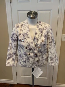 Isabel Marant White Double Breasted Floral Print Blazer, Size 8 (US) 40 (EU) NWT - Picture 1 of 7