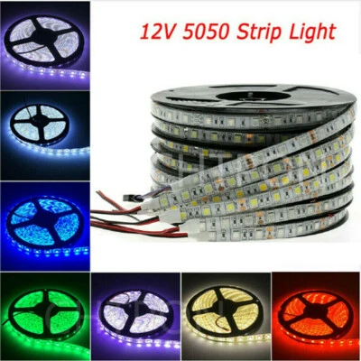 DC12V 1M 5M SMD 5050 RGB white Waterproof 300 LED Flexible 3M Tape Strip Light - Image 1 of 4
