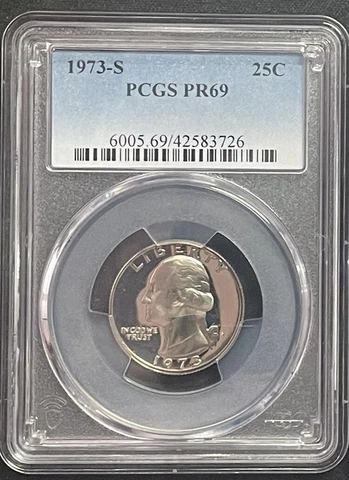 1973-S Washington Quarter PCGS PR69 Cover