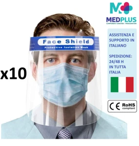 10 VISIERE PROTETTIVE SCHERMO DI SICUREZZA PARAFIATO TRASPARENTE SCUDO CERT. CE - Imagen 1 de 4