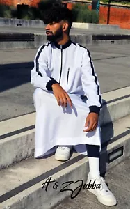 Mens Designer Jubba Muslim Thobe Quality Fabric Arab Style UK - Picture 1 of 4