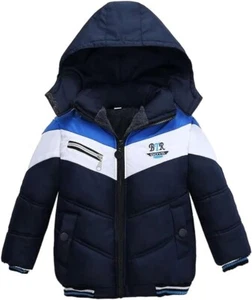 Boys Down Jacket Fur Collar Hood Thick Warm Winter Coat Padded Outerwear 5T - Picture 1 of 1