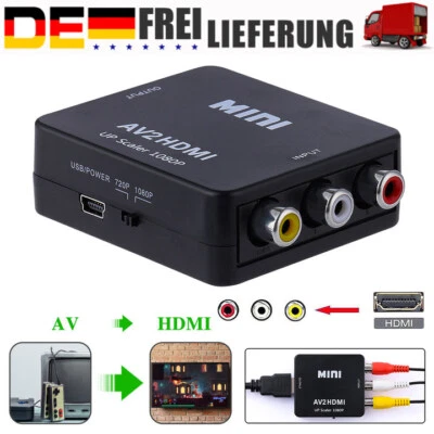 MARKENLOS RCA auf HDMI Konverter AV zu HDMI Adapter 1080P Mini Cinch Composite CVBS Video