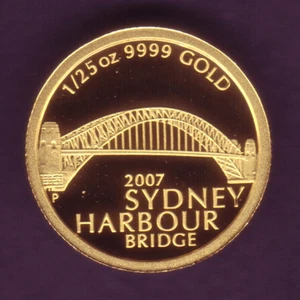 Australia. 2007 1/25th oz Gold ($ 5).. Sydney Harbour Bridge.. Cased PROOF - Picture 1 of 4