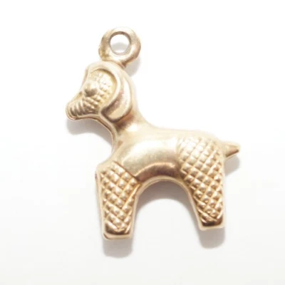 Encanto de carnero o caniche dorado probado perro oveja estilizado DE COLECCIÓN aprox 9ct 0,8 g Foto 1 de 4