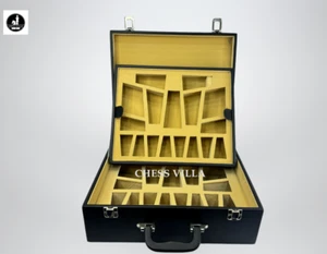 Signature Leatherette Coffer Storage Box- Chess Pieces of 4.2" to 5.0" - Picture 1 of 7