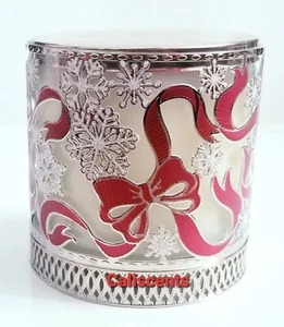 BATH & BODY WORKS SNOWFLAKES & BOWS THREE WICK CANDLE HOLDER SLEEVE NEW X1 - Picture 1 of 4