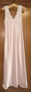 Christian Dior Vintage rosa mit Spitze & Satin Rose Nachthemd Dessous lang Gr. Small - Bild 1 von 10