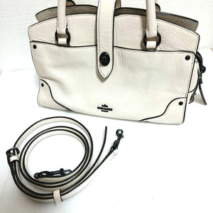 [Near Mint] Coach 37779 White Mercer Satchel 24 Handbag Shoulder Bag 2way - Picture 1 of 18