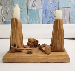 St Jean Port Joli Canada Folk Art Hand Carved Wooden Candle Holder B.Beauregard - Picture 1 of 7
