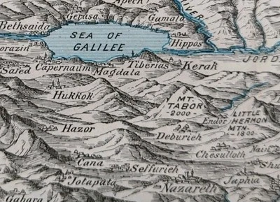 Mapa de TIERRA SANTA 1903 22"x14" Antiguo Antiguo Original MAR DE GALILEA NAZARET Foto 1 de 4