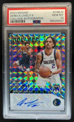 2023-24 Mosaic Dereck Lively II Collage Auto RC #CM-LIV Mavericks PSA 10 - Image 1 of 2