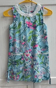 Lilly Pulitzer Girl's 8 Shift Dress Sway This Way Tropical Bali Blue Summer - Picture 1 of 15