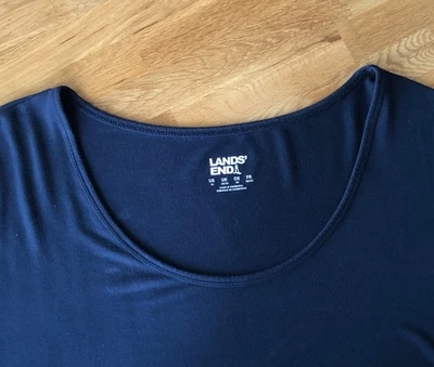 LANDS' END - Damen T-Shirt Kurzarm Plus-Size 2X (52/54) dunkelblau uni - Bild 1 von 3